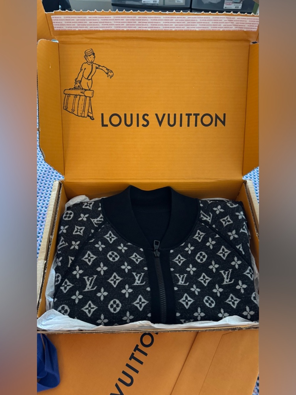 Louis Vuitton Black & White Monogram Zip-Up Bomber reversible jacket